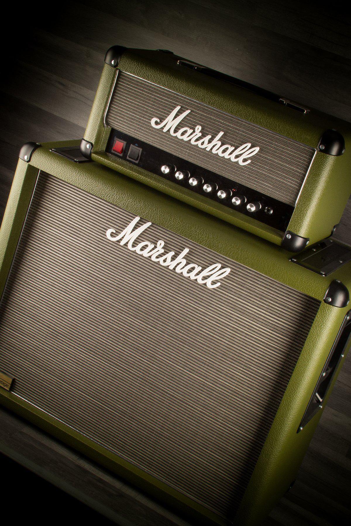 USED - Marshall 2525H Silver Jubilee Head & Cab - Custom Green Tolex
