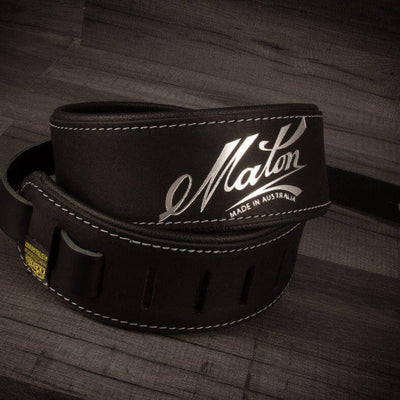 Maton Leather double layer padded guitar strap - Black