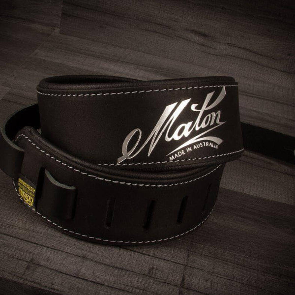 Maton Accessories Maton Leather double layer padded guitar strap - Black