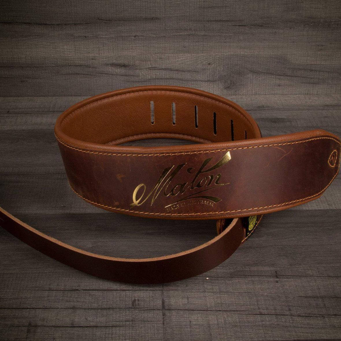 Maton Leather double layer padded guitar strap - Tan