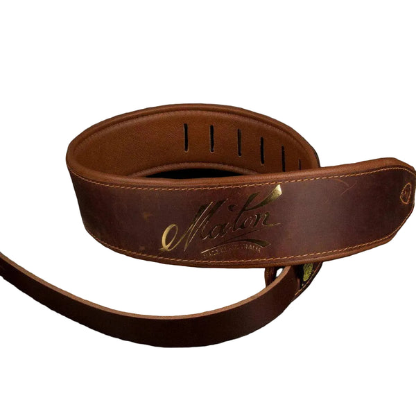 Maton Leather double layer padded guitar strap - Tan