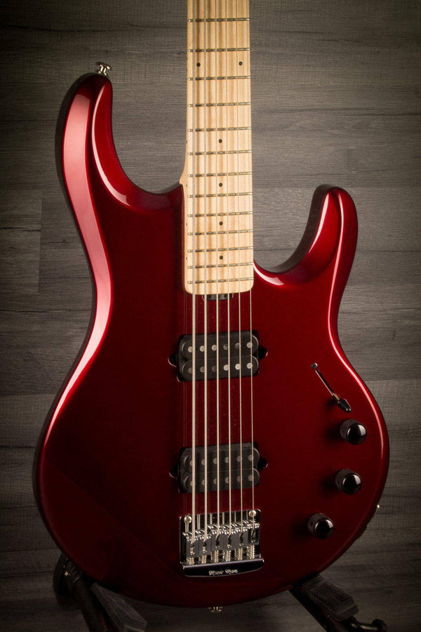 MusicMan Silhouette Bass 6, Maple Neck , Candy Red - MusicStreet