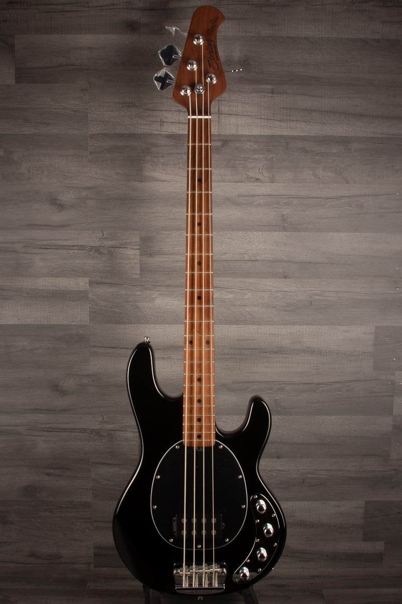 Sterling by MusicMan Stingray Bass Guitar - Black, Roasted Maple