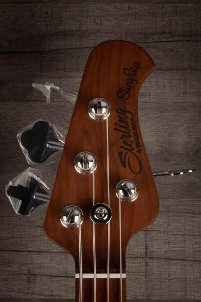 Sterling by MusicMan Stingray Bass Guitar - Black, Roasted Maple