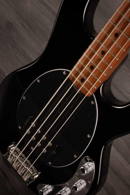 Sterling by MusicMan Stingray Bass Guitar - Black, Roasted Maple