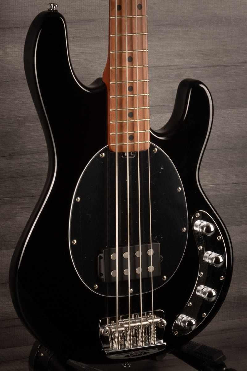 Sterling by MusicMan Stingray Bass Guitar - Black, Roasted Maple