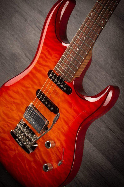 B Stock - Music Man Luke III Steve Lukather Signature HSS - Cherry Burst Quilt