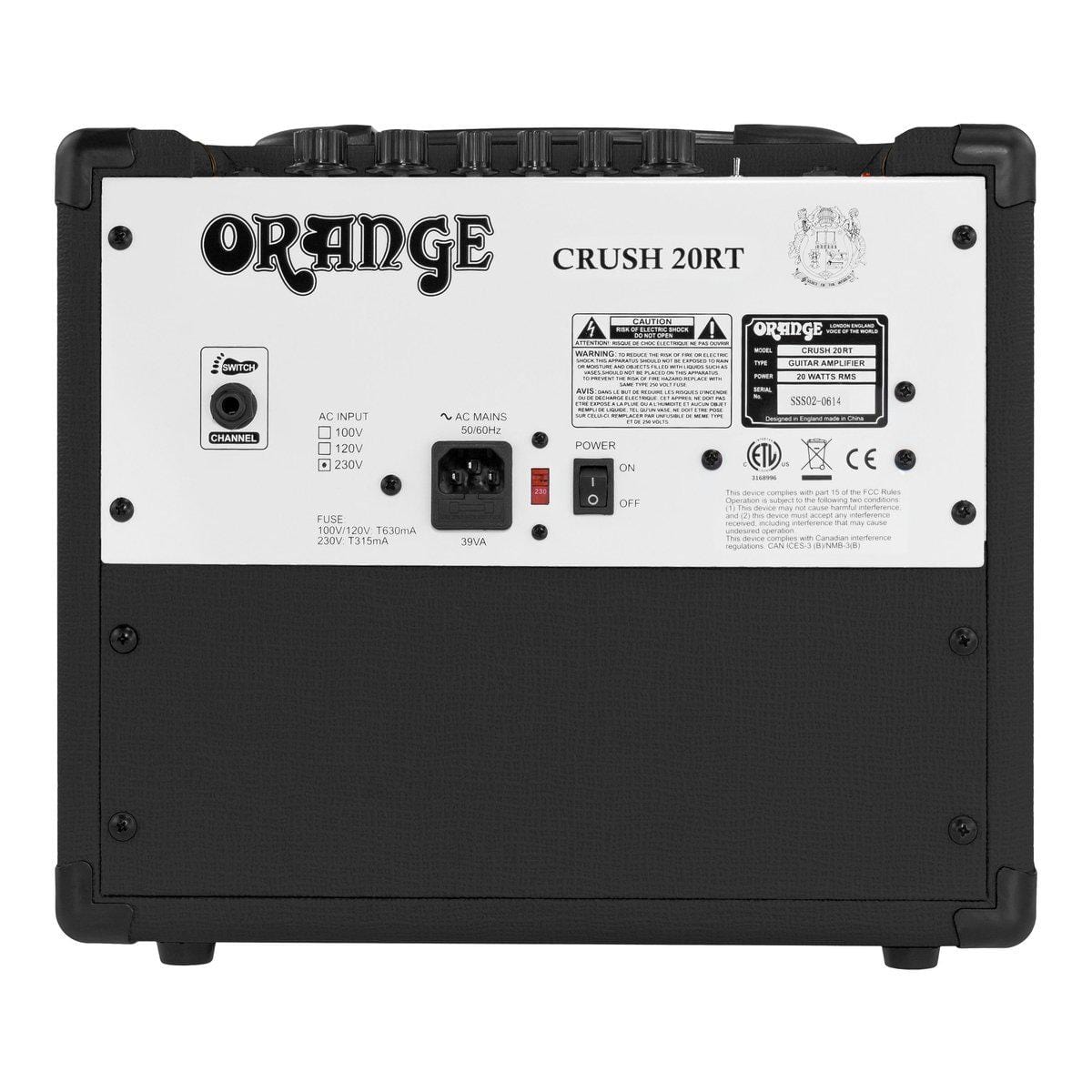 Orange Crush 20RT Combo Guitar Amplifier, Black