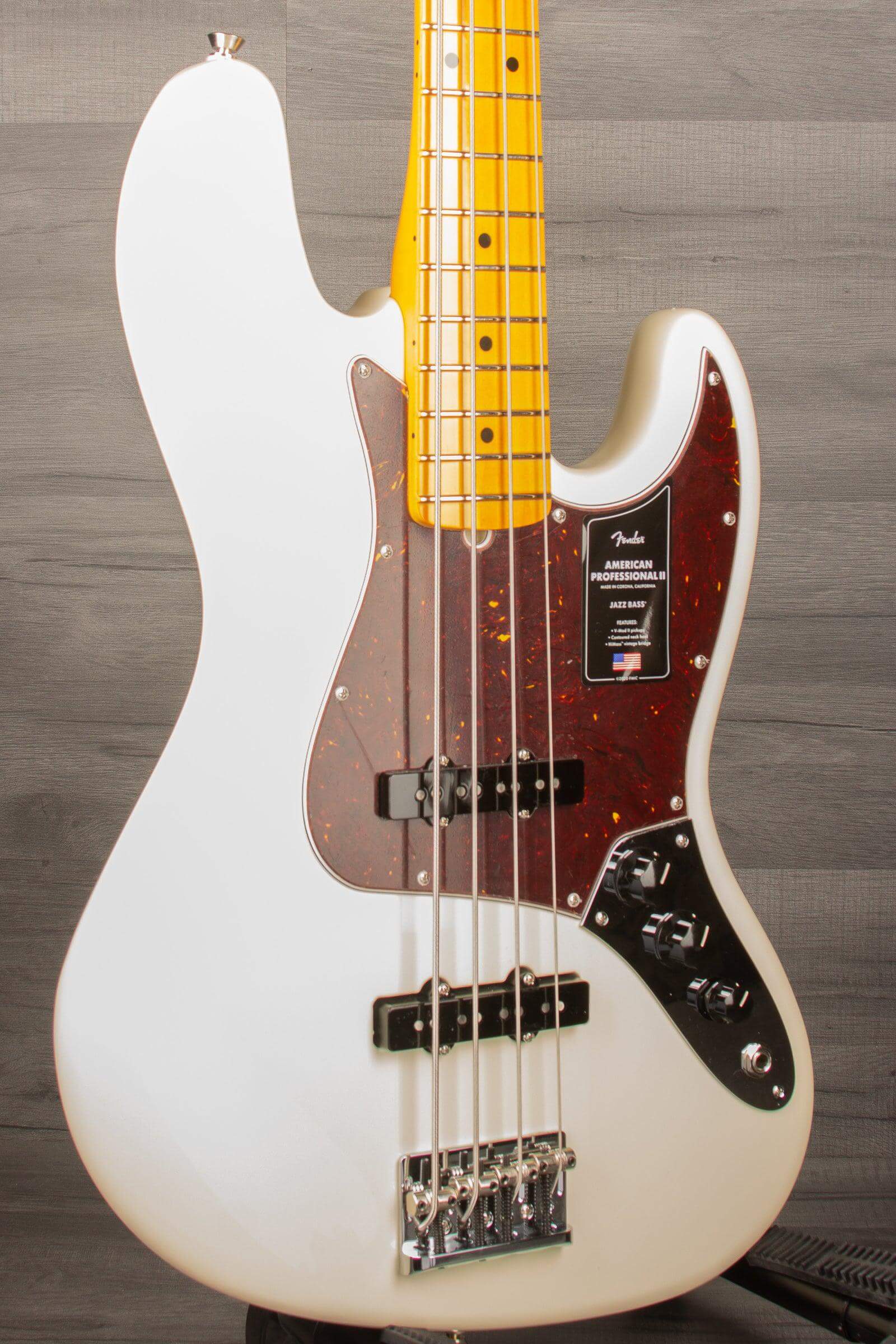Fender American Professional II Jazz Bass Guitar, Maple Neck - Olympic White