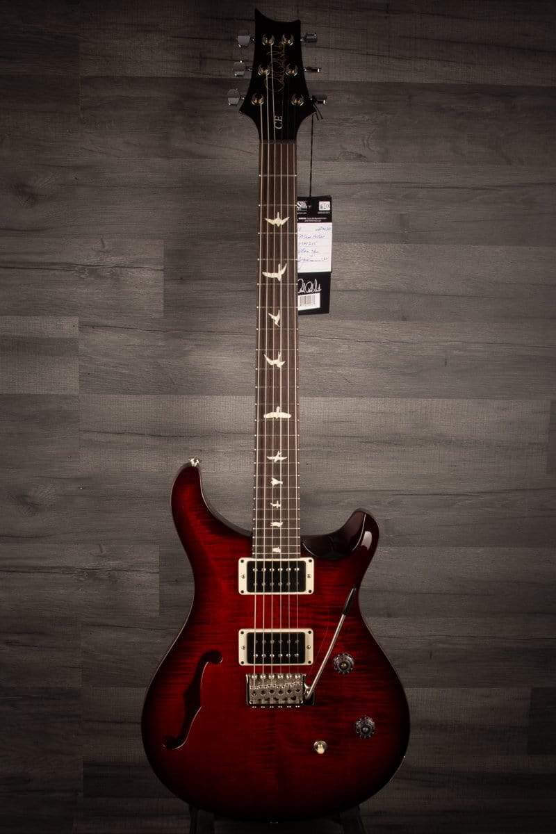 PRS CE24 Semi Hollow Scarlet Smokeburst - Blackout Neck