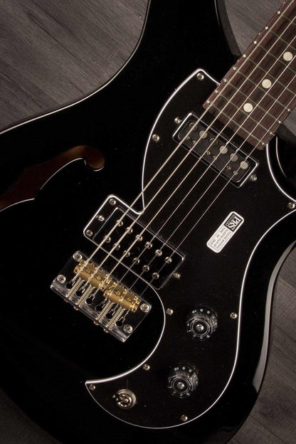 PRS S2 Vela Semi-Hollow Electric Guitar - Black with Dot Inlays