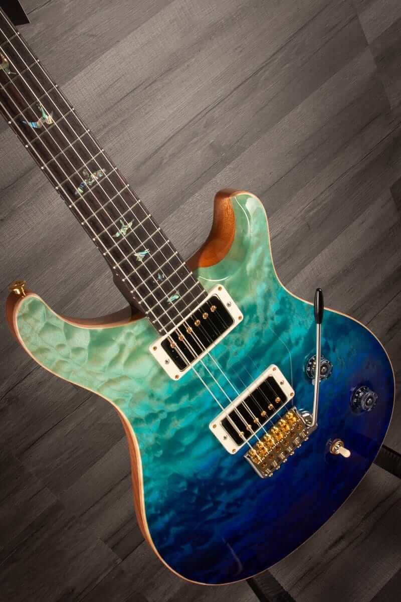 PRS Wood Library Custom 22 Blue Fade Quilt top - solid Rosewood neck