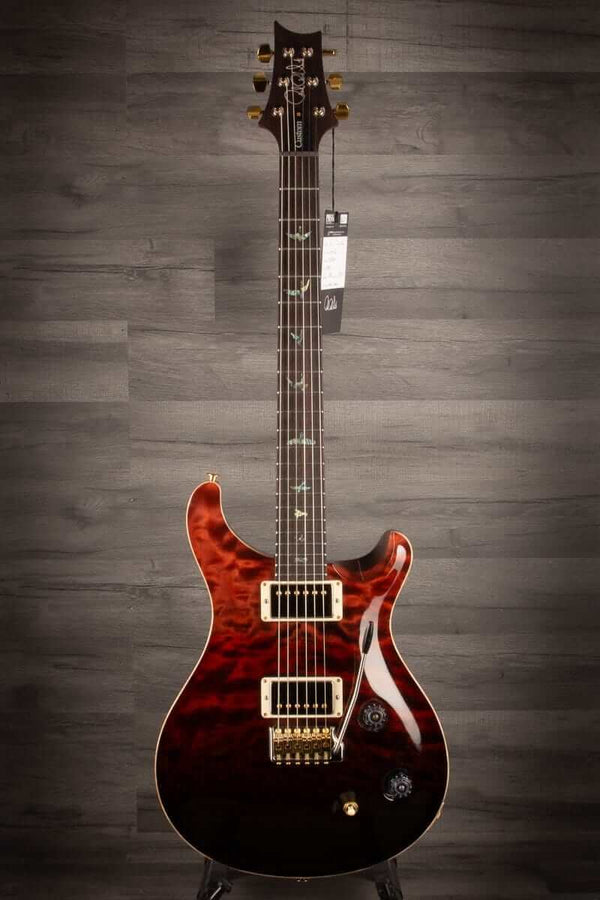 PRS Wood Library Custom 22 Fire Red Black Fade Quilt - solid Rosewood neck - MusicStreet