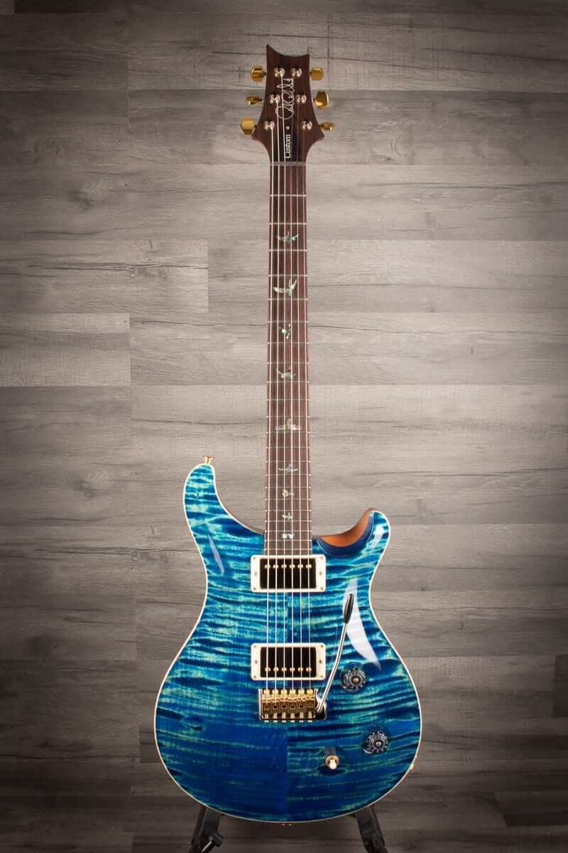 PRS Wood Library Custom 22 River Blue Flame top - solid Rosewood neck