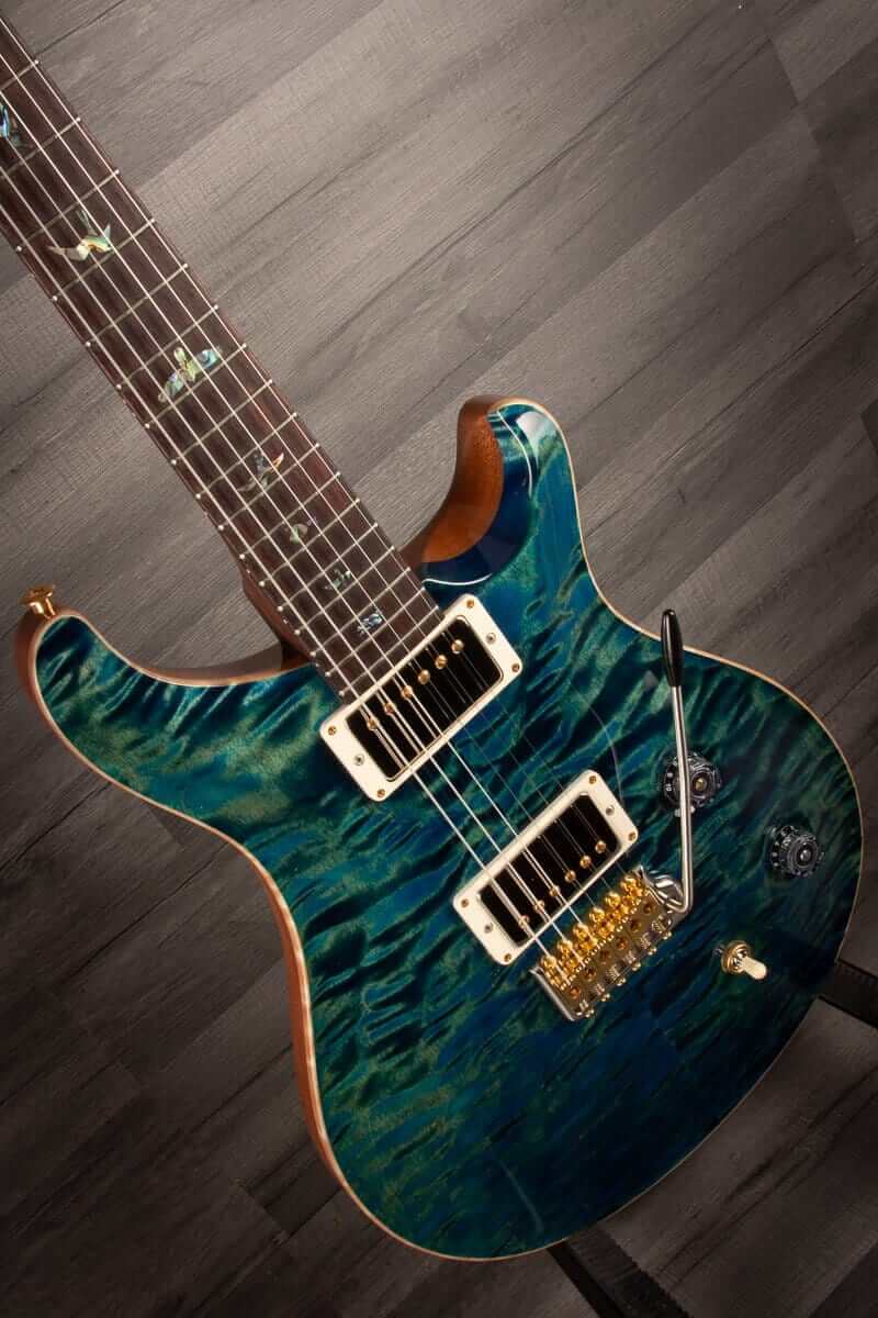 PRS Wood Library Custom 22 River Blue Quilt top - solid Rosewood neck