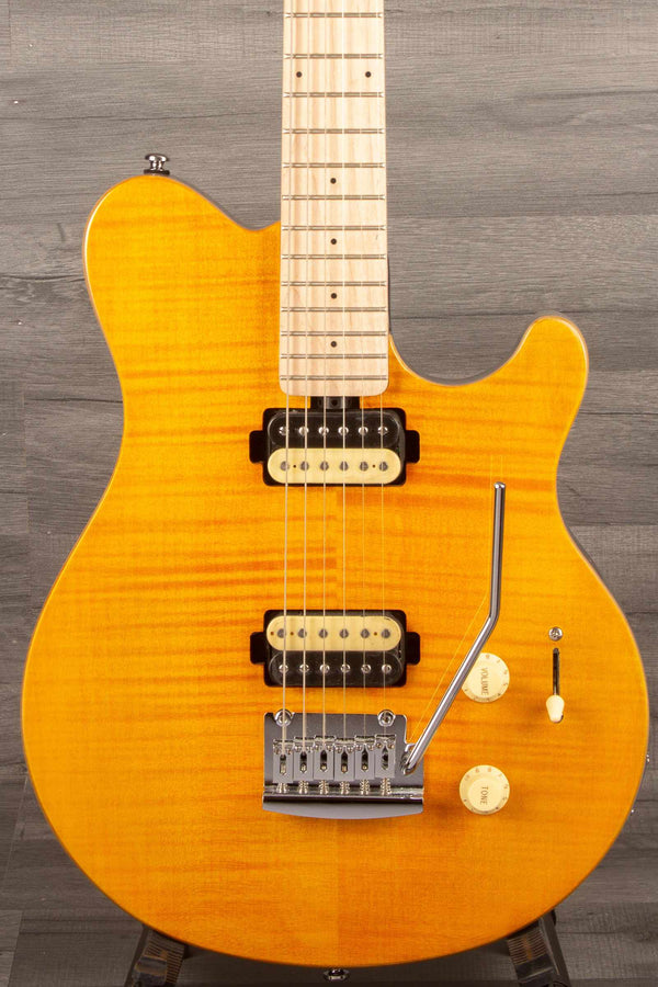 MusicMan Sterling Axis Flame Maple - Trans Gold - MusicStreet