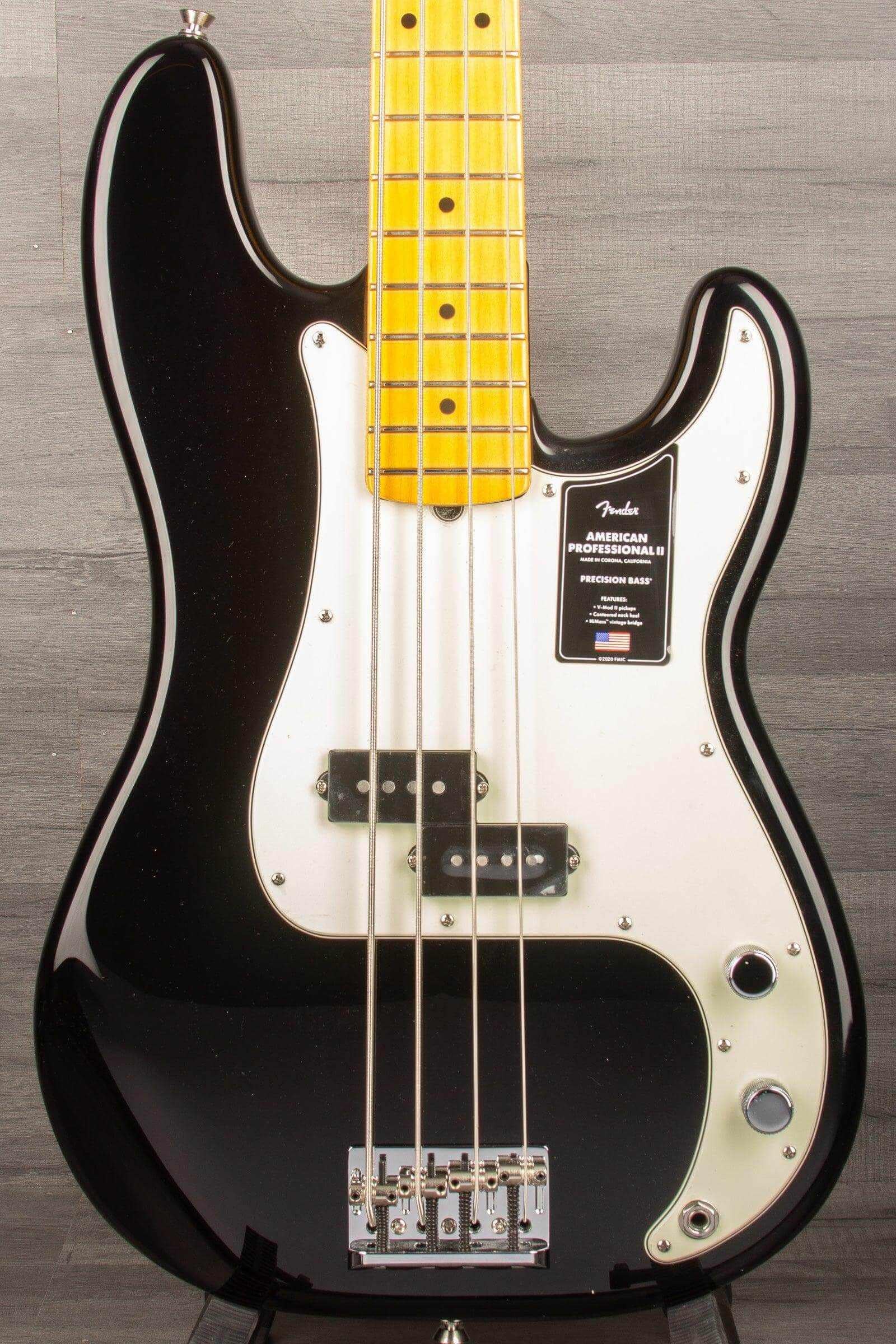 Fender American Professional II Precision Bass Guitar, Maple Neck - Black