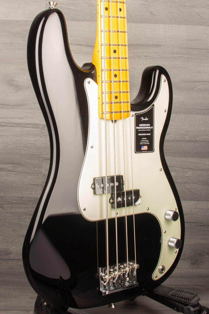 Fender American Professional II Precision Bass Guitar, Maple Neck - Black